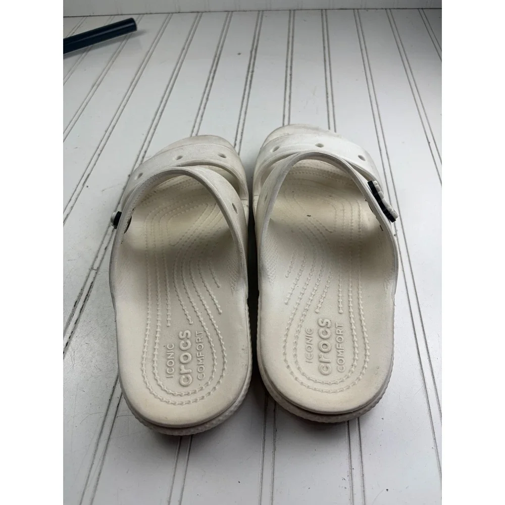 Crocs Classic White Double Strap Comfort Slides Sandals Women Size 9 Men 7